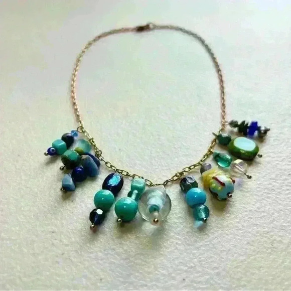 Beaded turquoise charm statement necklace - Picture 3 of 3